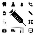 syringe, injector, squirt, gun, hypodermic icon. Simple glyph vector element of Medecine set icons for UI and UX, website or