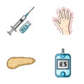 Diabetic set collection icons in cartoon style vector symbol