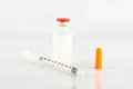 Syringe and insulin vial on white background Royalty Free Stock Photo