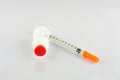 Syringe and insulin vial on white background Royalty Free Stock Photo