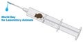 Syringe with laboratory mouse