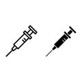 Syringe line and glyph icon. Injection vector illustration isolated on white. Injector outline style design, designed Royalty Free Stock Photo