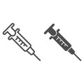 Syringe line and glyph icon. Injection vector illustration isolated on white. Vaccination outline style design, designed Royalty Free Stock Photo