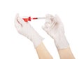 Syringe and medical ampoule in hands Royalty Free Stock Photo