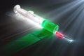 Syringe with medication illuminated laterally