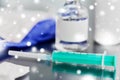 Syringe, medicine, wound wipes, gloves and mask Royalty Free Stock Photo