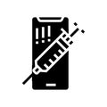 syringe and mobile phone glyph icon vector illustration Royalty Free Stock Photo