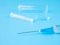 Medical syringe. Empty ampoule with vaccine. Royalty Free Stock Photo