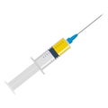syringe with a needle filled with medicine for injection. Vector illustration