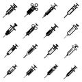 Syringe needle injection icons set, simple style Royalty Free Stock Photo