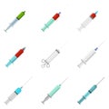 Syringe needle injection icons set vector isolated Royalty Free Stock Photo