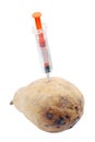 Syringe with old pear. Royalty Free Stock Photo