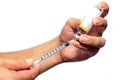 Syringe out medication technique from the ampule Royalty Free Stock Photo