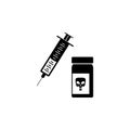 syringe and poison bank icon. Illustration of a criminal scenes icon. Premium quality graphic design icon. Signs and symbols colle