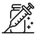 Syringe and potion icon, outline style