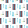 Syringe seamless pattern background cartoon illustration hospital injection medical inject medication needle vaccination