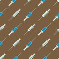 Syringe seamless pattern cartoon illustration hospital injection