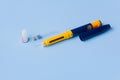 A syringe for subcutaneous injection of hormonal drugs in the IVF protocol in vitro fertilization . Medical product in