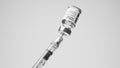 Syringe taking liquid corona vaccine from vaccine vial, 3d rendering