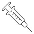 Syringe thin line icon. Injection vector illustration isolated on white. Vaccination outline style design, designed for Royalty Free Stock Photo
