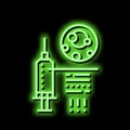 syringe for treat gout pain neon glow icon illustration