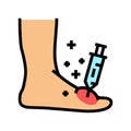 syringe treatment foot gout color icon vector illustration