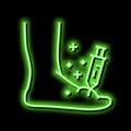 syringe treatment foot gout neon glow icon illustration