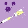 syringe with vaccine against viruses microbes