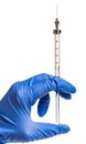 Syringe with vaccine in hand isolated