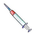 Syringe with vaccine. Medical object on white background. vector