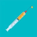 A syringe with the vaccine. Vector graphics.