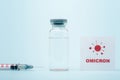 syringe, vaccine vial and card with