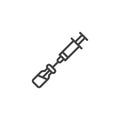 Syringe and vaccine vial line icon