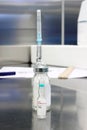 Syringe, vial, ampoule one after another Royalty Free Stock Photo