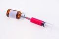 Syringe with vial (Vaccine, drugs, medication, fluid) in the ho Royalty Free Stock Photo