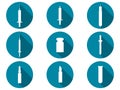 Syringe and vials flat icons with long shadow. Vaccine. Vector