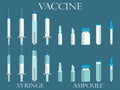 Syringe and vials. Syringe and ampules. Vaccine. Royalty Free Stock Photo