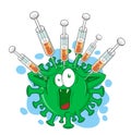 Syringes attacks the coronavirus Covid19 Royalty Free Stock Photo