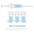 Syringes for injection with vaccine. Vector medical syringe icon set Royalty Free Stock Photo