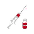 Syringes for injection with vaccine. Vector medical syringe icon set Royalty Free Stock Photo