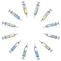 Syringes Injections Surrounding Blank Area Vaccine Symbol