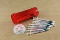 Syringes of pain medicine for veterninary use