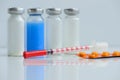Syringes pills and vials Royalty Free Stock Photo
