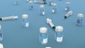 Syringes and vials with vaccine 3D render