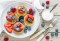 Syrniki. Cottage cheese pancakes, syrniki, curd fritters with fresh berries