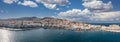 Syros island, Hermoupolis cityscape panorama aerial drone view. Greece, Cyclades