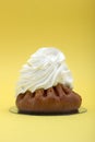 Syrup Cream Cake on Yellow Background Royalty Free Stock Photo