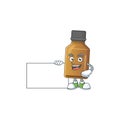 Syrup cure bottle cartoon character concept Thumbs up having a white board