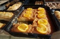 Syrupy greek dessert with orange peel Royalty Free Stock Photo