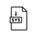 Black line icon for Sys, document and software